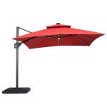 Aurora 10 Ft Square Umbrella w/ Double Top w/ LED + 37″ Large Base Outdoor Accessories Blue