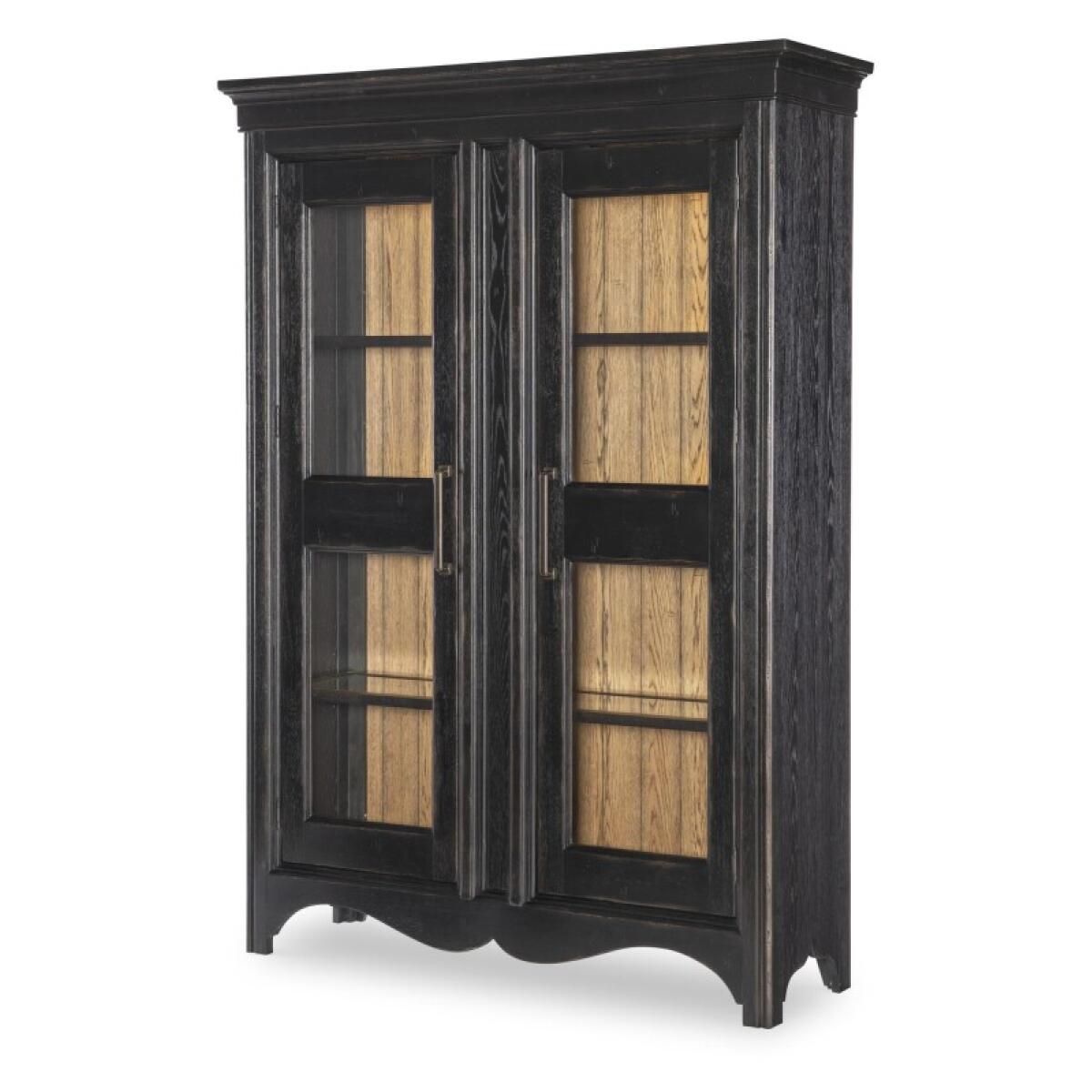 Glass Front Display Cabinet Dining Storage Barnwood Oak And Kettle Black 6