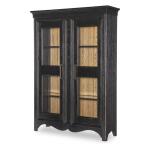 Glass Front Display Cabinet Dining Storage Barnwood Oak And Kettle Black 16