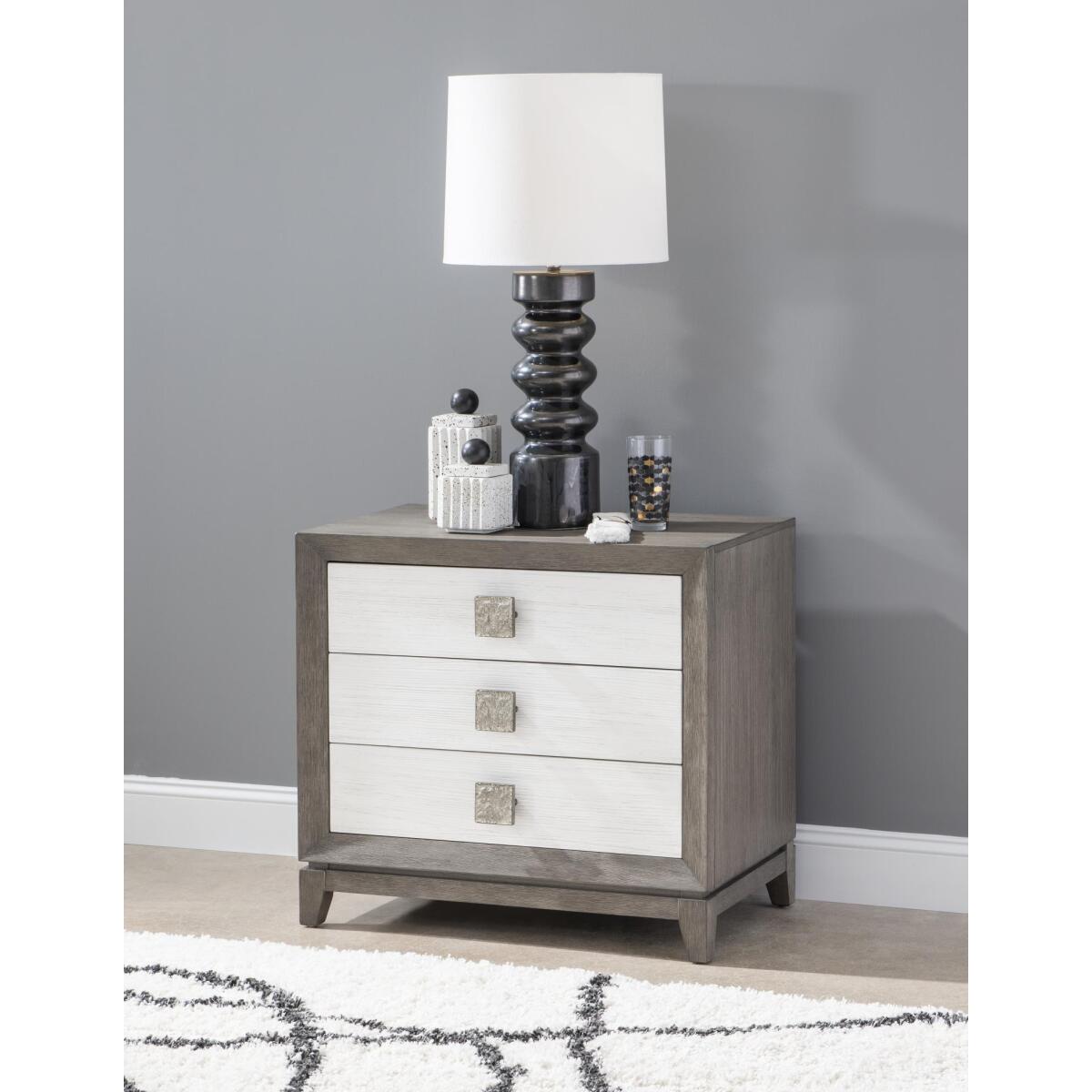 Nightstand - 3 Drawers -midnight/white Cloud - Image 3