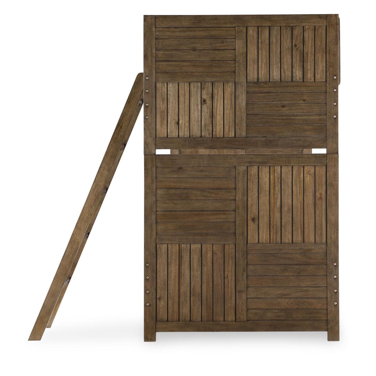 Complete Twin Over Twin Bunk Bed Brown Finish - Image 3