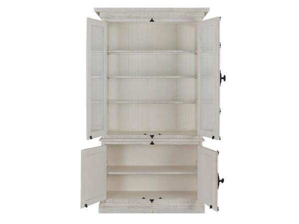 Bronwyn Dining Cabinet Dining Storage Alabaster, Toasted Nutmeg, Antique Brass w/Pewter Overlay, Baja Natural Fabric 14