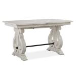 Bronwyn Wood Rectangular Counter Table Base KD Dining Table Bases Alabaster and Toasted Nutmeg and Antique Brass w/Pewter Overlay and Baja Natural Fabric 2