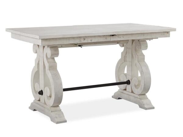 Bronwyn Wood Rectangular Counter Table Top SU Dining Table Tops Alabaster and Toasted Nutmeg and Antique Brass w/Pewter Overlay and Baja Natural Fabric