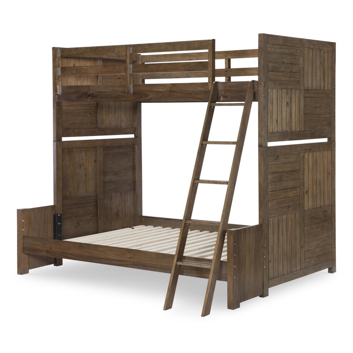 Complete Twin Over Full Bunk Set Brown Finish Youth Beds Brown 12