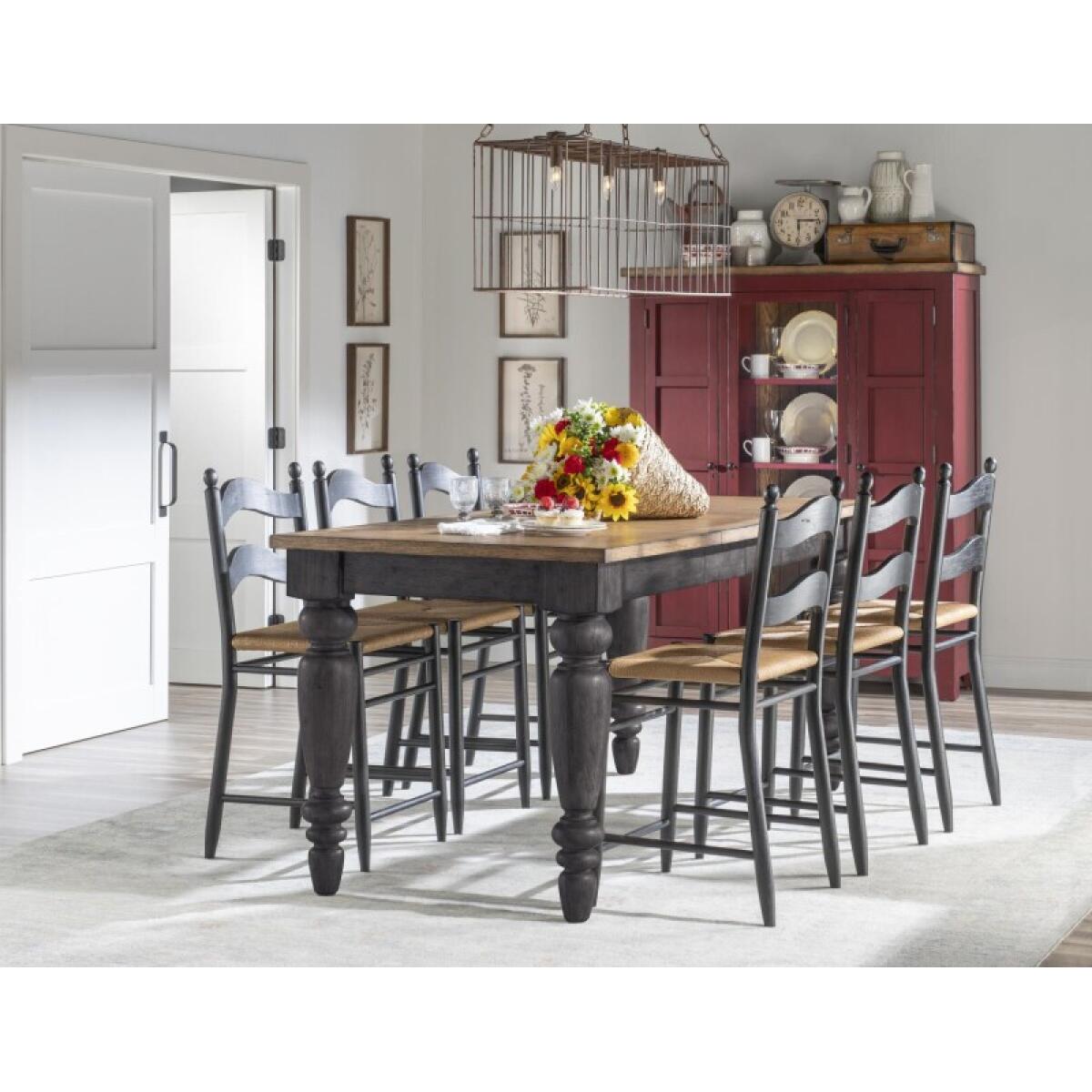 Chimney Leg Counter Height Table Dining Tables Barnwood Oak And Kettle Black 11