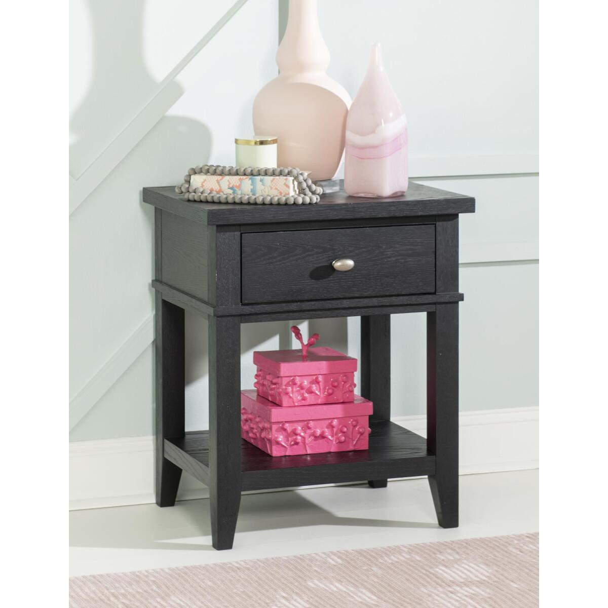 Open Ns 1 Drw Blacksmith Youth Nightstands Black 5