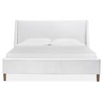 Lindon Wood Queen Island Bed White Upholstered Footboard KD