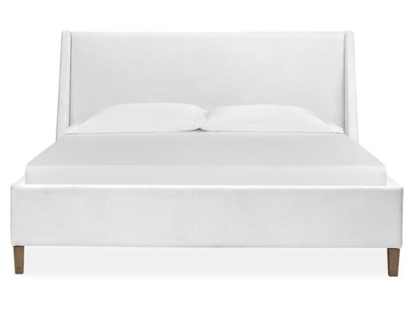 Lindon Wood Queen Island Bed White Upholstered Footboard KD