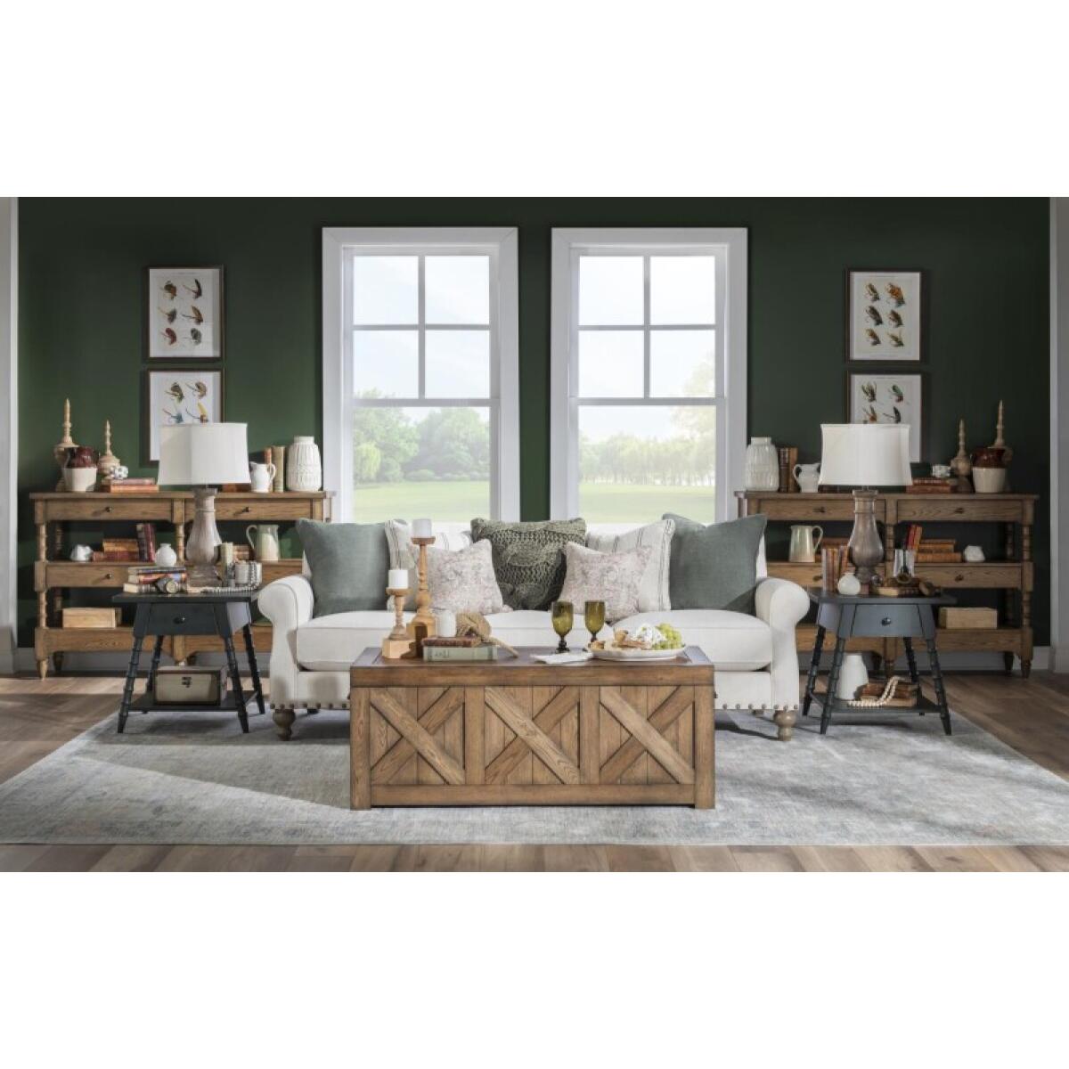 Vintage Market AT Turned Leg Console Storage Table 4 Drw Barnwood Oak CLH4010-706 - Image 5