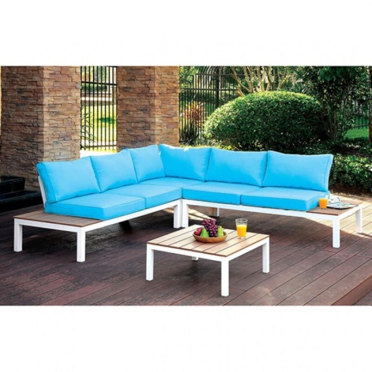 Winona Patio Sectional w/ Ottoman Outdoor Sectionals Blue 5