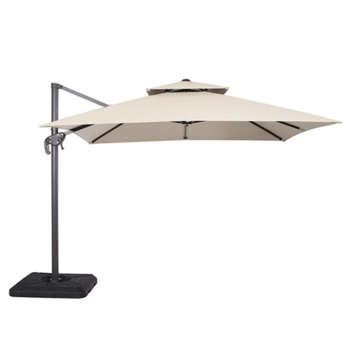 Hero 10 Ft Square Umbrella w/ Double Top + 37″ Large Base Outdoor Accessories Beige 4