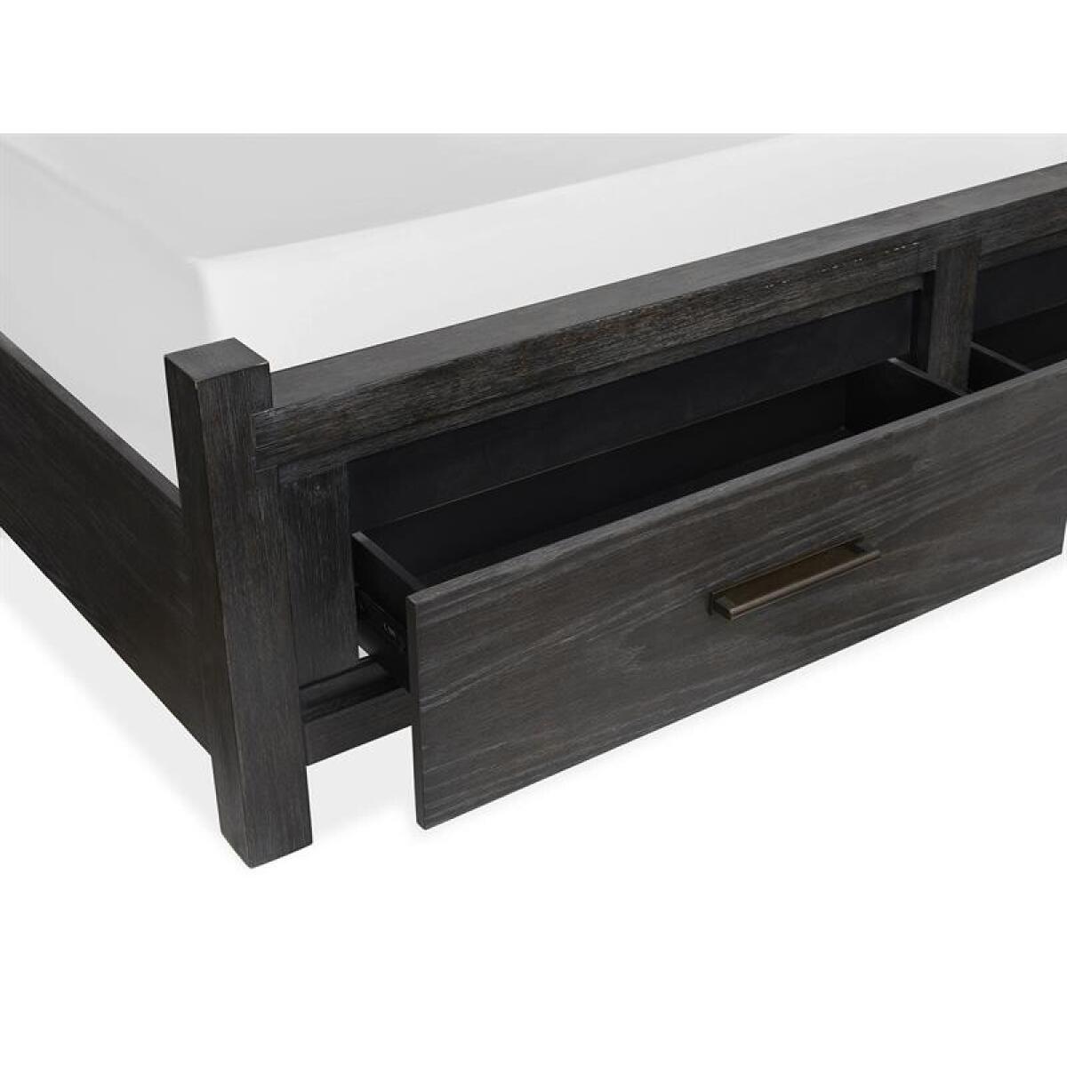 Plum Creek - Black Complete Cal.King Panel Storage Bed w/Upholstered Headboard - Image 4