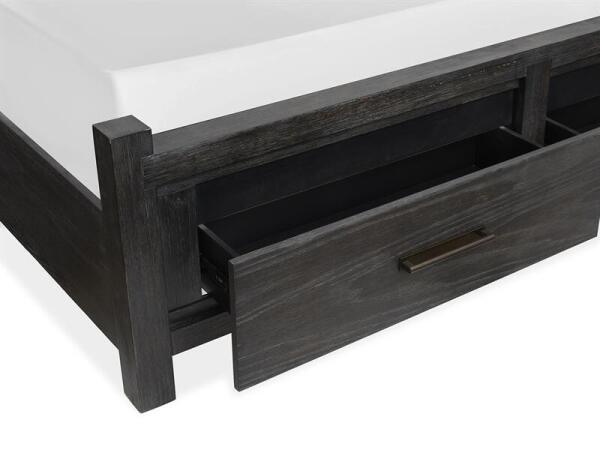 Plum Creek - Black Complete Cal.King Panel Storage Bed w/Upholstered Headboard - Image 4