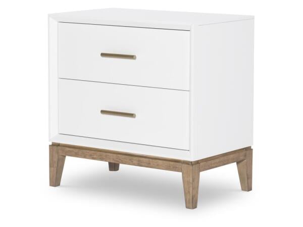 Nightstand 2 Drawer Nightstands Cloud White And Desert Oak