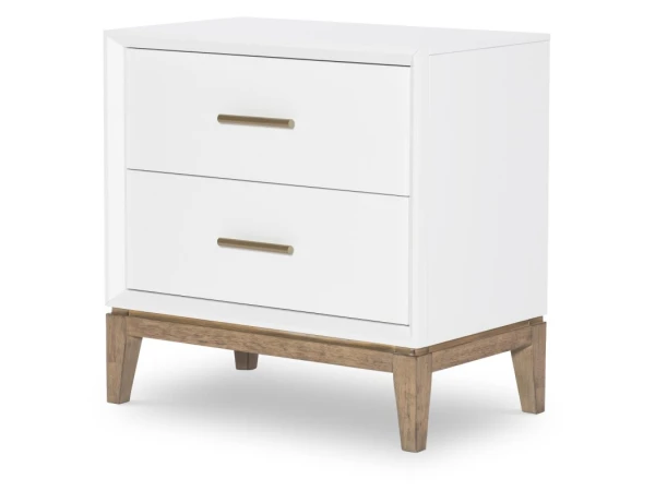 Nightstand 2 Drawer Nightstands Cloud White And Desert Oak