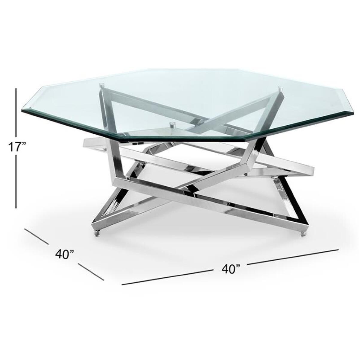 Lenox Square Octoganal cocktail Table Cocktail & Coffee Tables Chrome 5