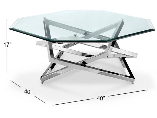 Lenox Square Octoganal cocktail Table Cocktail & Coffee Tables Chrome 8