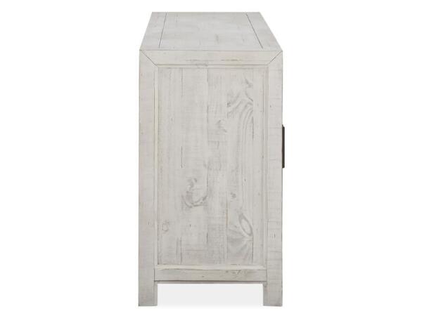 Bronwyn Buffet Curio Dining Storage Alabaster, Toasted Nutmeg, Antique Brass w/Pewter Overlay, Baja Natural Fabric 19