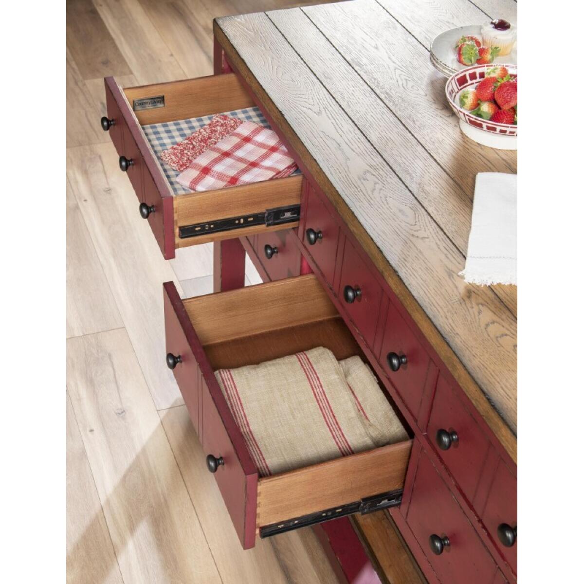 Kitchen Island 6 Drw W/casters Dining Storage Barnwood Oak And Spiced Apple 12