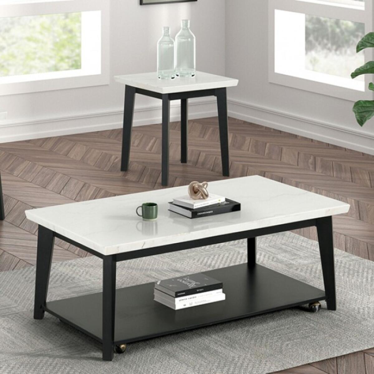 Thisted Rectangle Marble Coffee Table w/ Casters - Image 2