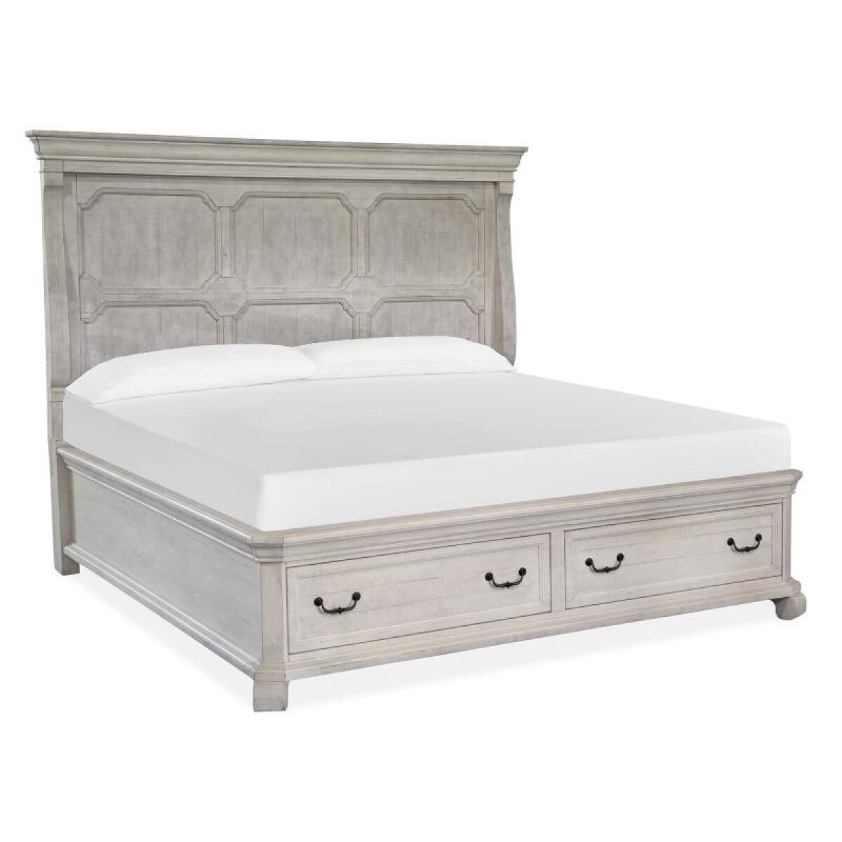 Bronwyn Complete King Panel Storage Bed Beds Alabaster, Toasted Nutmeg, Baja Natural Fabric 6