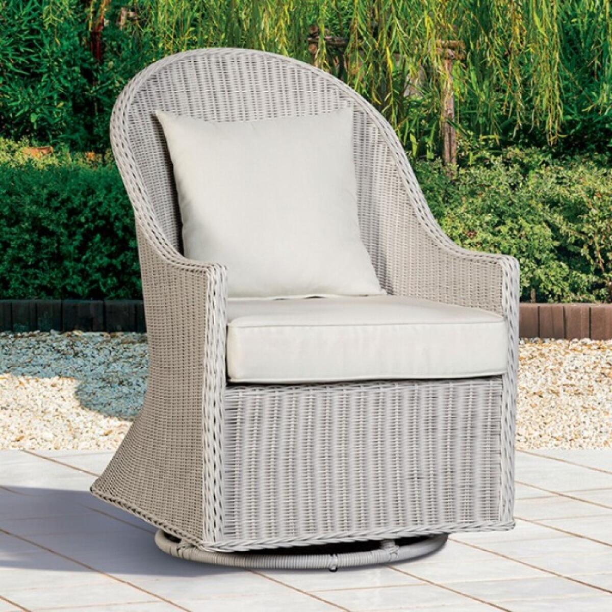 Tomohon Swivel Wicker Chair Outdoor Chairs Cream 4