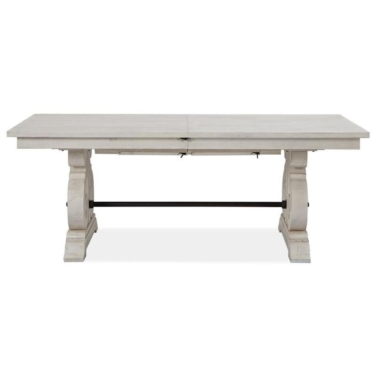 Bronwyn Rectangular Dining Table Dining Tables Alabaster, Toasted Nutmeg, Antique Brass w/Pewter Overlay, Baja Natural Fabric 8