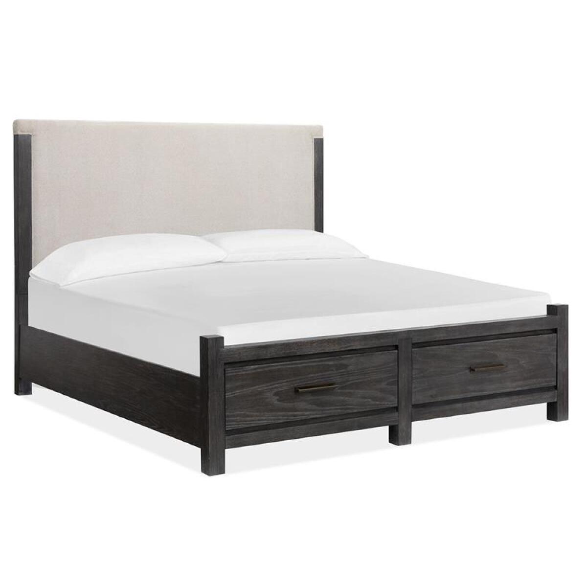 Plum Creek - Black Complete Cal.King Panel Storage Bed w/Upholstered Headboard - Image 7