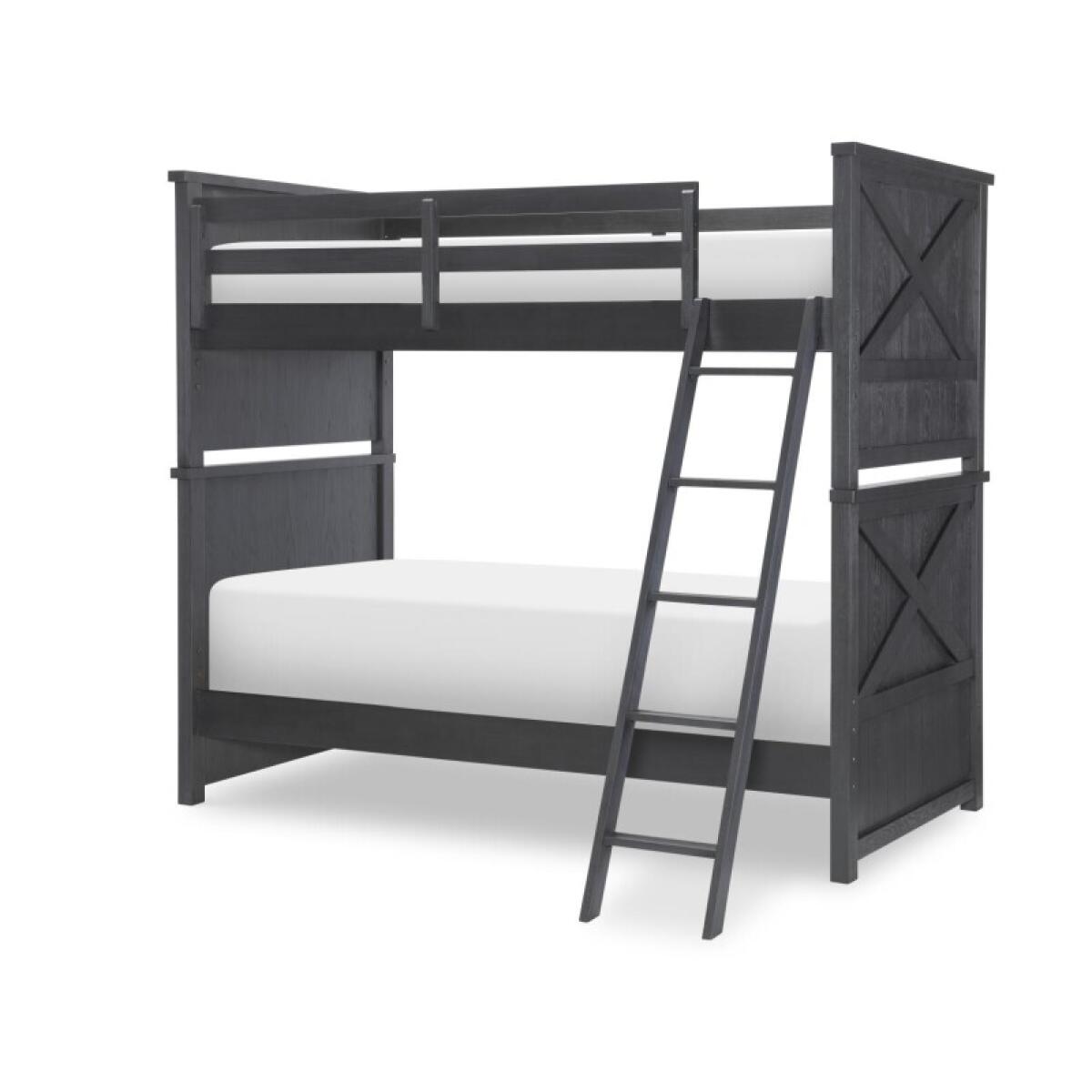 Complete Twin Over Twin Bunk Bed Black Finish Youth Beds Black 4