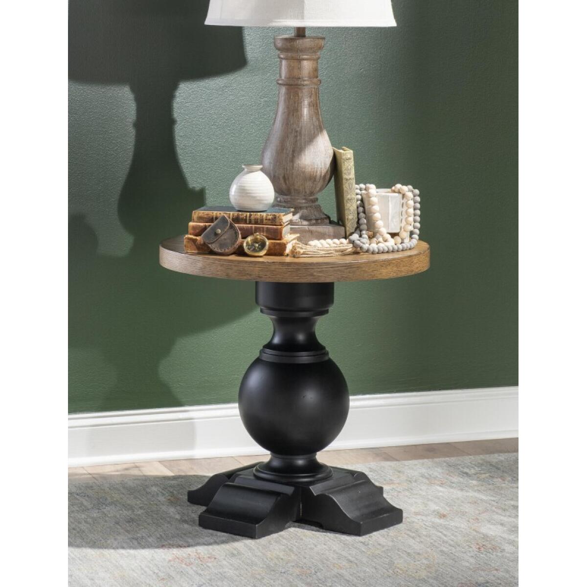 Urn Base End Table End tables Barnwood Oak And Kettle Black 6
