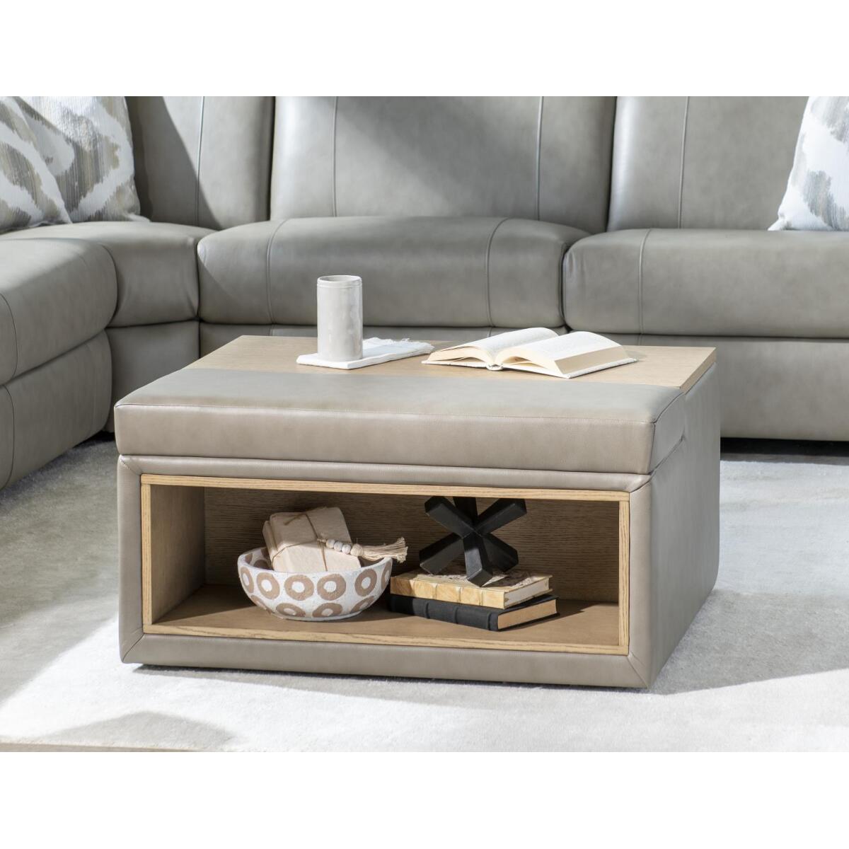 Ottoman With Pop Up Tray Ottomans & Poufs Gray 4