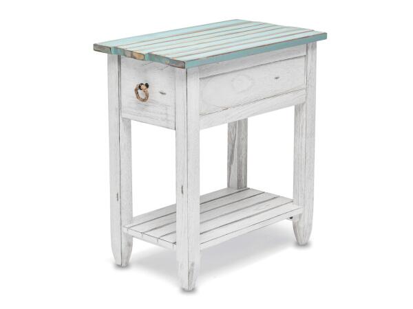 Picket Fence Chairside Table Chairside Tables Blue and White