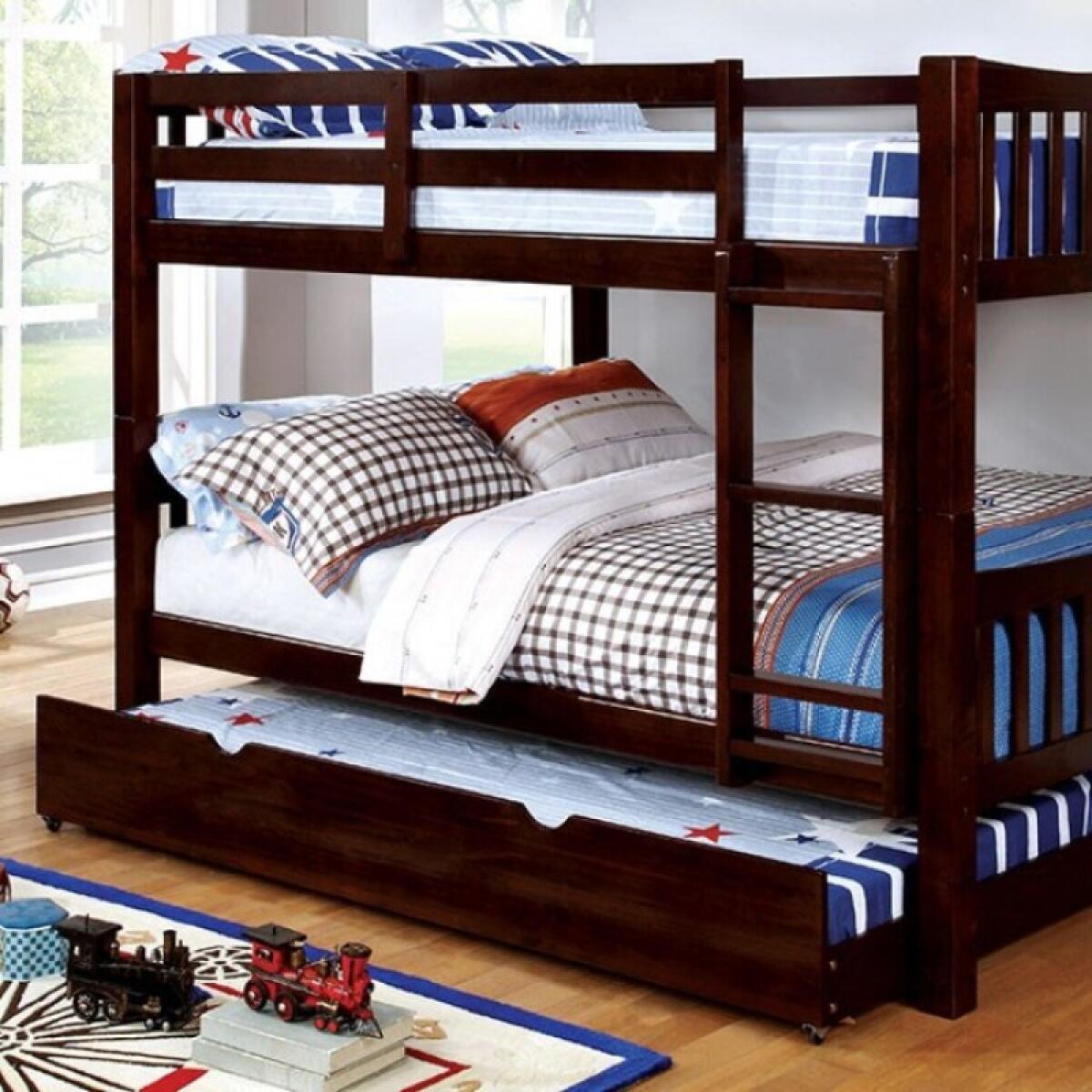Cameron Full/Full Bunk Bed, Dark Walnut Youth Beds Brown 4