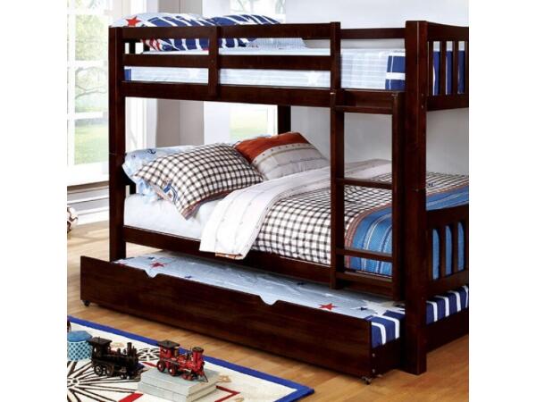 Cameron Full/Full Bunk Bed, Dark Walnut Youth Beds Brown