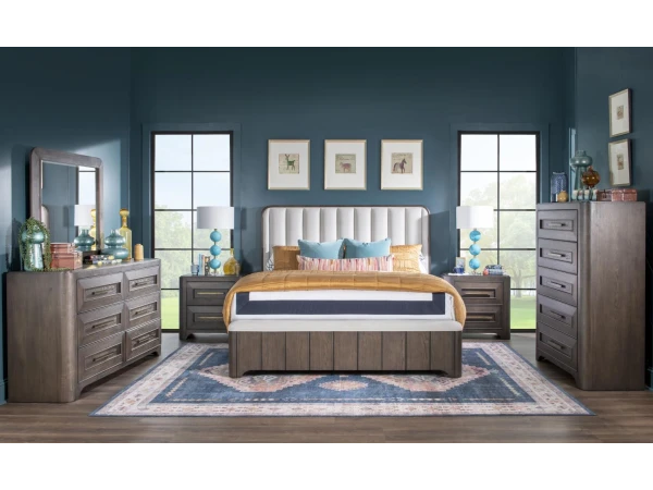 Complete Queen Uph Bed 5/0, 6 Drawer Dresser, Mirror, 5 Drawer Chest Bedroom Sets Bedroom Sets