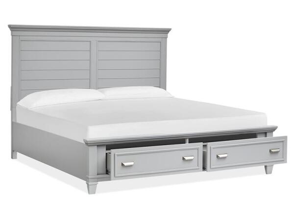Charleston Complete Cal.King Panel Storage Bed - Grey - Image 3