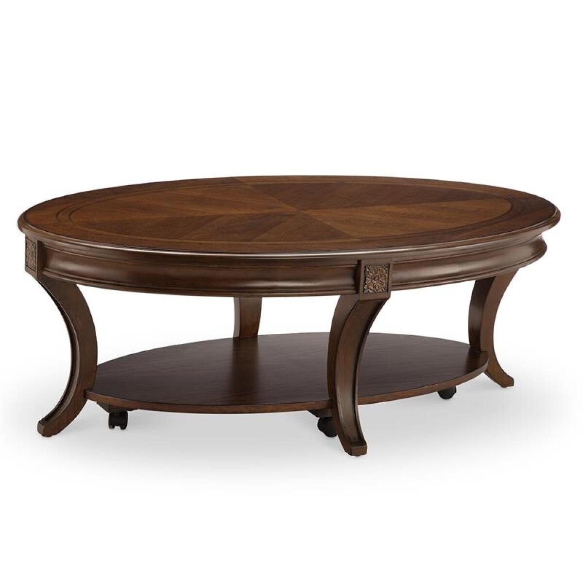 Winslet Oval Cocktail Table w/Casters Cocktail & Coffee Tables Brown 4
