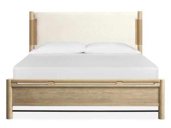 Sunset Cove Wood King Panel Bed Upholstered Headboard KD Bed Parts Bed Parts