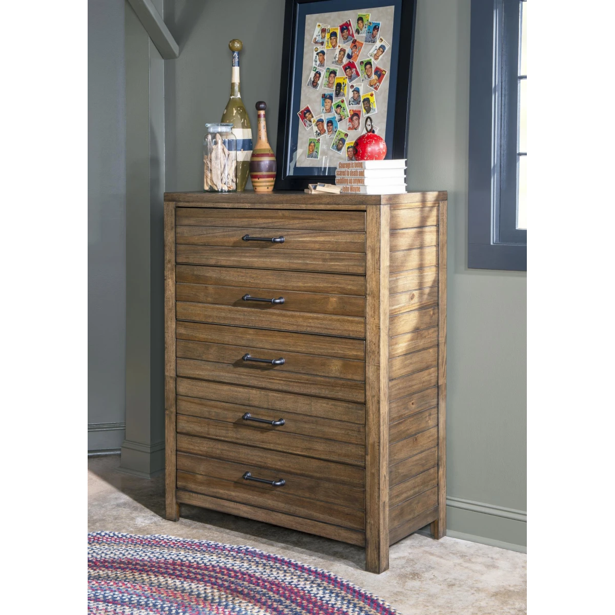 0832 Summer Camp LK Drawer Chest Brown Finish - Image 2
