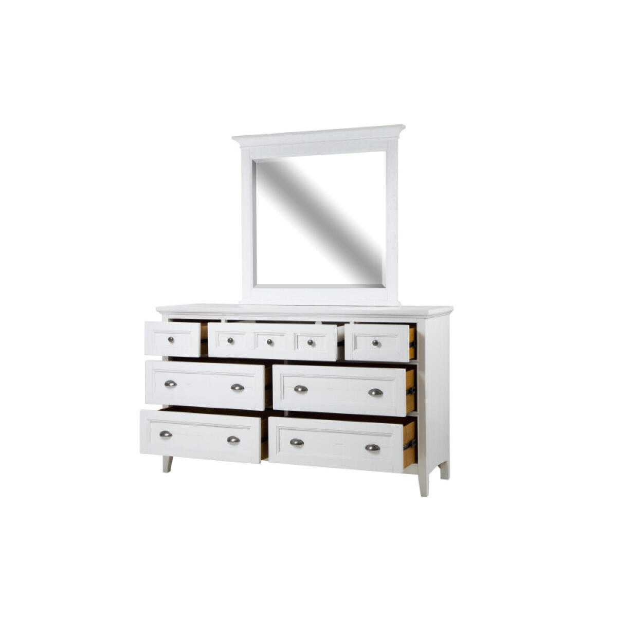 Drawer Dresser with Landscape Mirror Dressers Chalk White and Dovetail Grey 4