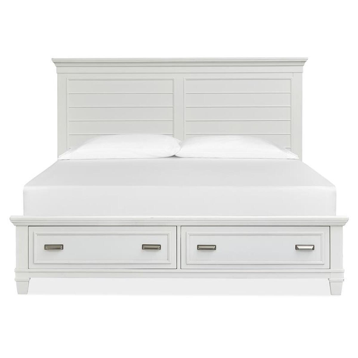 449cef93e2304291a6aa76284122cf95 Charleston B5611-65WH Complete King Panel Storage Bed - Image 1