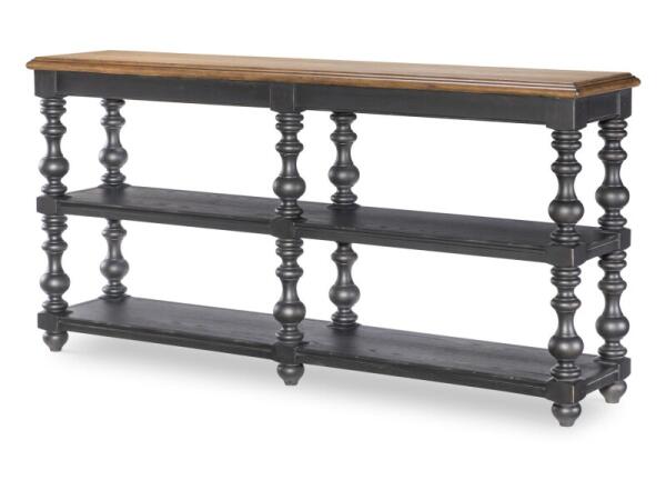 Turned Bobbin Leg Console Table Console Tables Barnwood Oak And Kettle Black