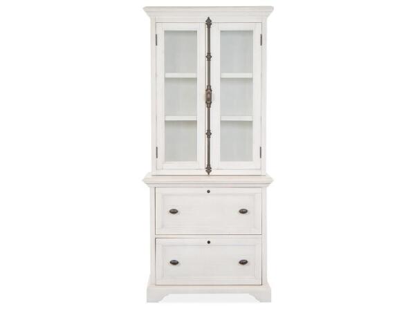 Bronwyn Lateral File with Hutch Office Storage Alabaster, Toasted Nutmeg