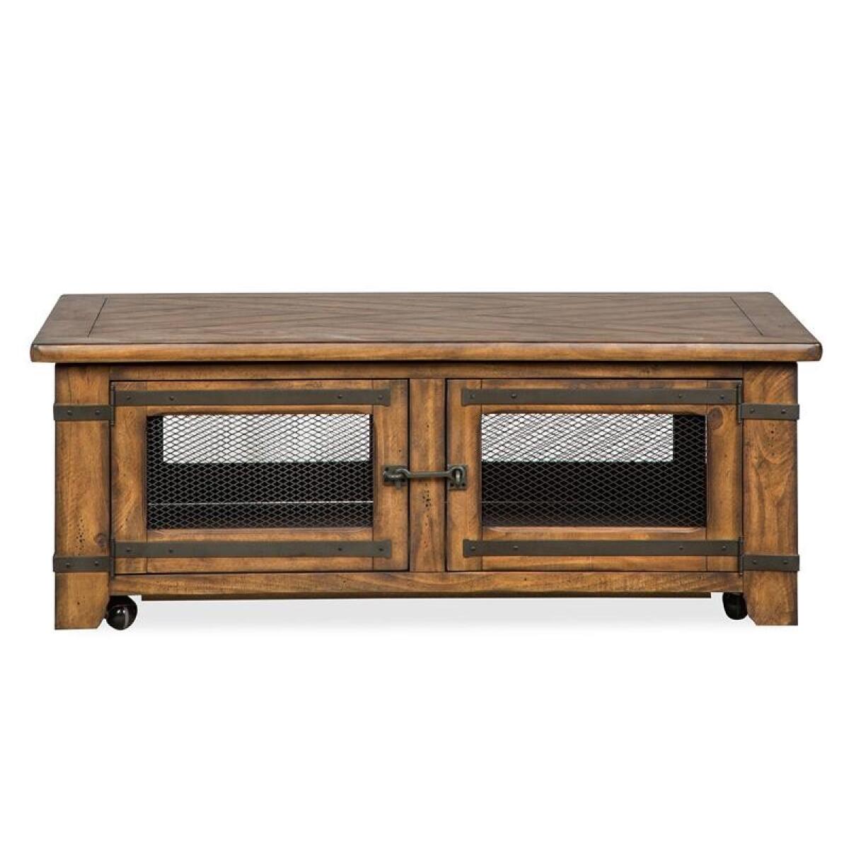 Chesterfield Lift Top Storage Cocktail Table w/Casters - Image 5