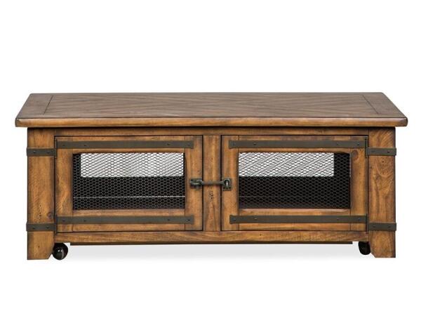 Chesterfield Lift Top Storage Cocktail Table w/Casters - Image 5