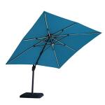 Aurora 10 Ft Square Umbrella w/ Double Top w/ LED + 37″ Large Base Outdoor Accessories Blue 25