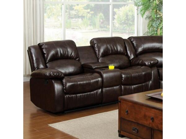 Winslow Love Seat w/ Center Console Loveseats Brown