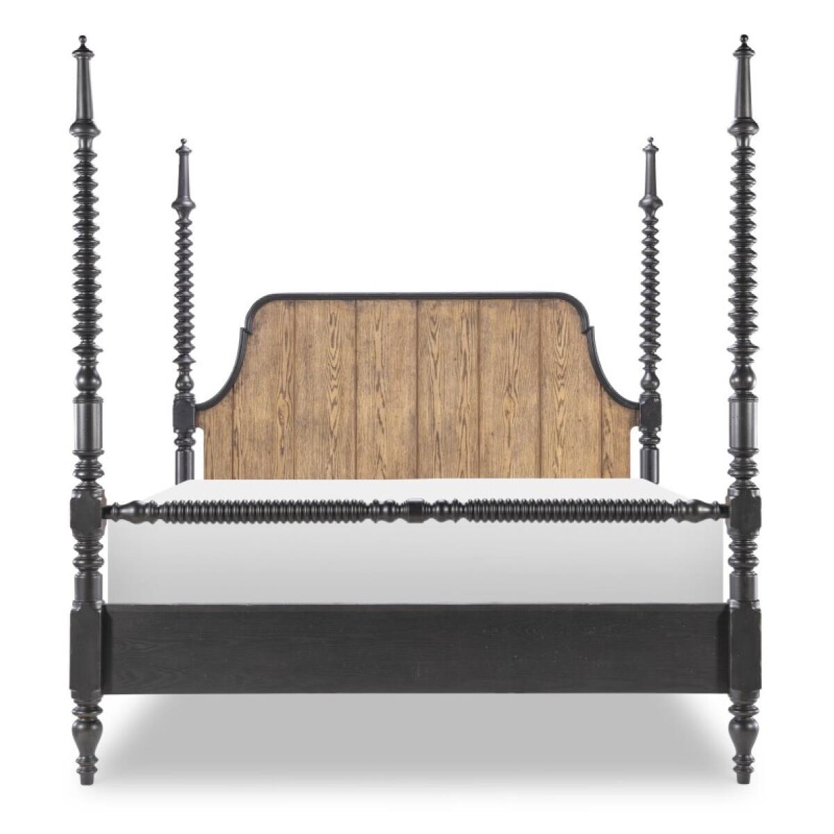 Complete Bobbin Post Bed 6/6 King Beds Barnwood Oak And Kettle Black 5
