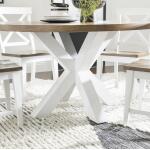 Complete Round Dining Table Dining Tables Dark Oak Tops, Natural White Base, Aged Black Accents 16